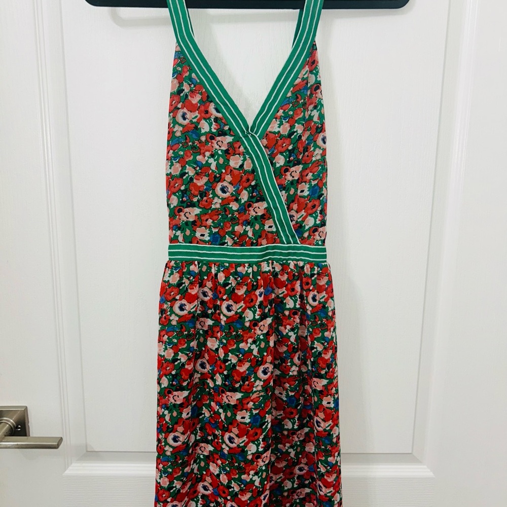 Sequin Hearts Floral Backless Dress - Red and Green